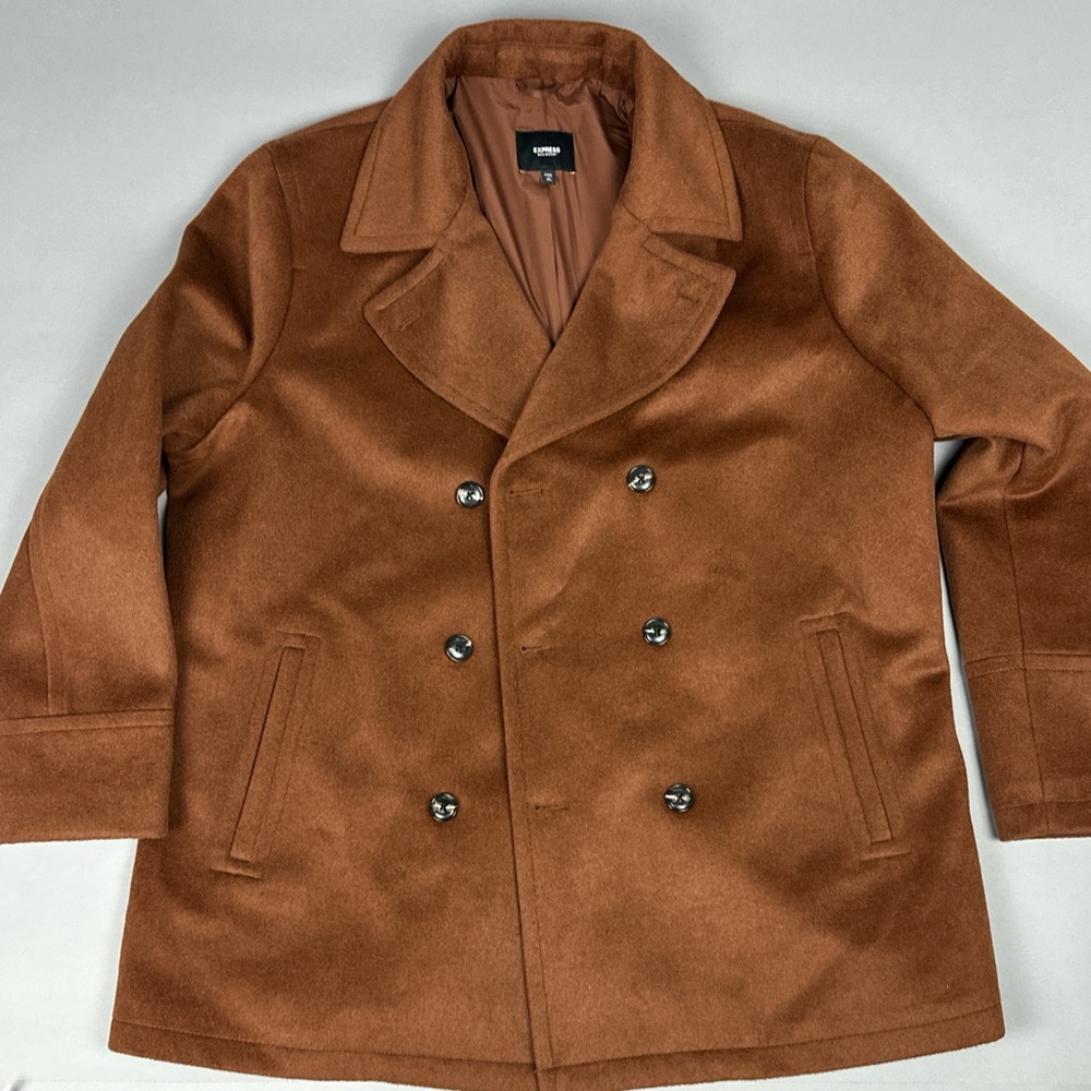 Express Brown Double-Breasted Coat